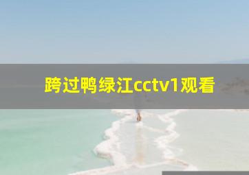 跨过鸭绿江cctv1观看