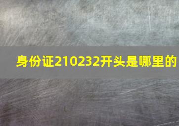 身份证210232开头是哪里的