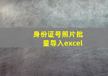 身份证号照片批量导入excel