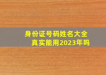 身份证号码姓名大全真实能用2023年吗