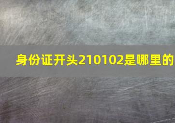 身份证开头210102是哪里的