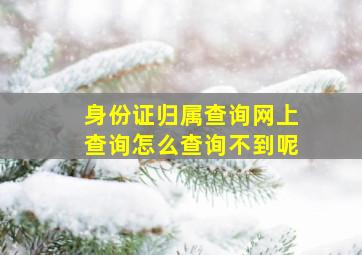 身份证归属查询网上查询怎么查询不到呢