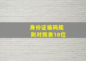 身份证编码规则对照表18位