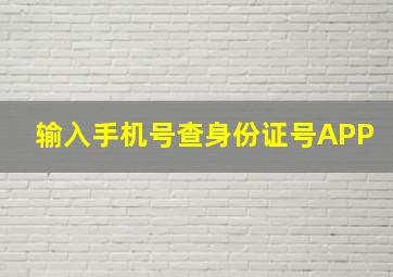 输入手机号查身份证号APP