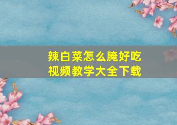 辣白菜怎么腌好吃视频教学大全下载