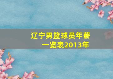 辽宁男篮球员年薪一览表2013年