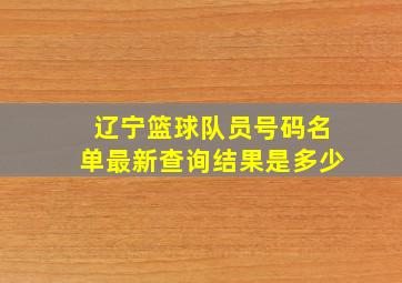 辽宁篮球队员号码名单最新查询结果是多少