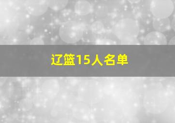 辽篮15人名单