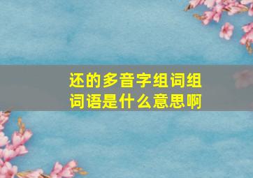 还的多音字组词组词语是什么意思啊