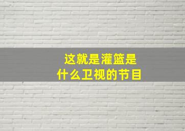 这就是灌篮是什么卫视的节目