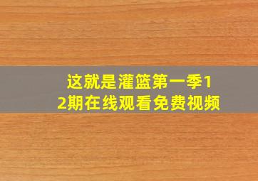 这就是灌篮第一季12期在线观看免费视频