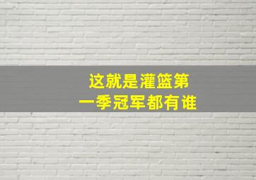 这就是灌篮第一季冠军都有谁