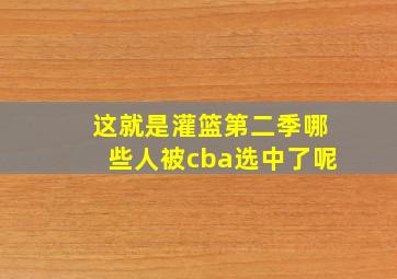 这就是灌篮第二季哪些人被cba选中了呢