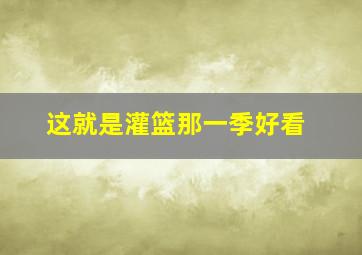 这就是灌篮那一季好看