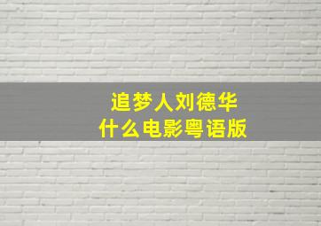 追梦人刘德华什么电影粤语版