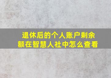 退休后的个人账户剩余额在智慧人社中怎么查看