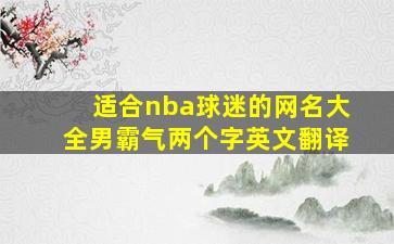 适合nba球迷的网名大全男霸气两个字英文翻译