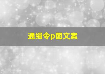 通缉令p图文案