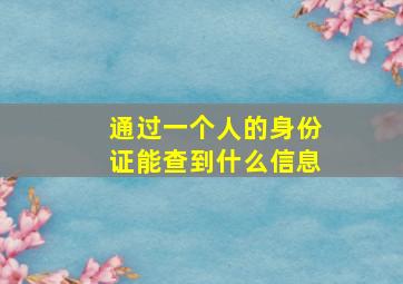 通过一个人的身份证能查到什么信息