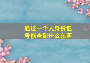 通过一个人身份证号能查到什么东西