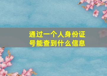 通过一个人身份证号能查到什么信息