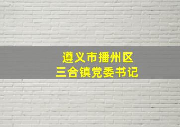 遵义市播州区三合镇党委书记