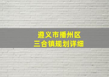 遵义市播州区三合镇规划详细