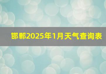 邯郸2025年1月天气查询表