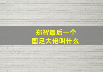 郑智最后一个国足大佬叫什么