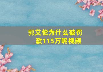 郭艾伦为什么被罚款115万呢视频