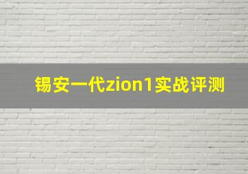 锡安一代zion1实战评测