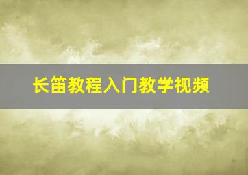 长笛教程入门教学视频