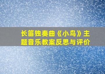 长笛独奏曲《小鸟》主题音乐教案反思与评价