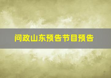 问政山东预告节目预告