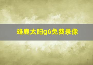 雄鹿太阳g6免费录像