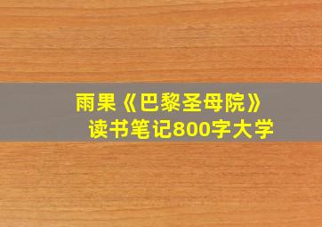 雨果《巴黎圣母院》读书笔记800字大学