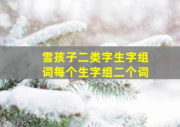 雪孩子二类字生字组词每个生字组二个词