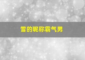 雪的昵称霸气男