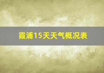 霞浦15天天气概况表