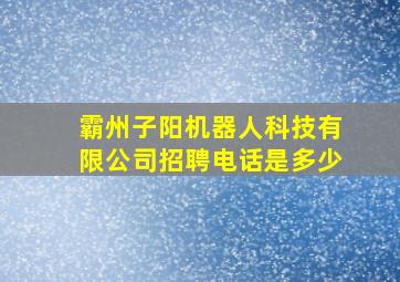 霸州子阳机器人科技有限公司招聘电话是多少