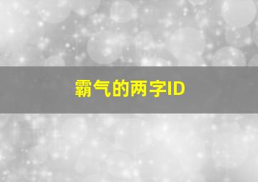 霸气的两字ID