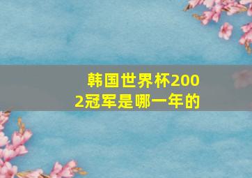 韩国世界杯2002冠军是哪一年的