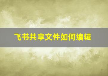 飞书共享文件如何编辑