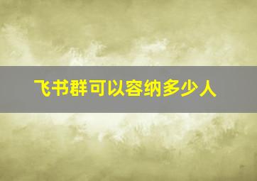 飞书群可以容纳多少人