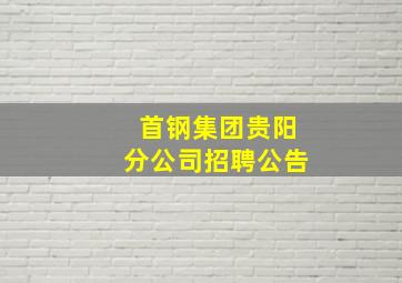 首钢集团贵阳分公司招聘公告