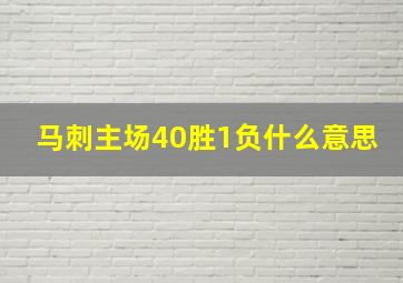 马刺主场40胜1负什么意思