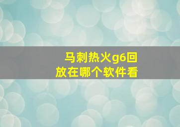 马刺热火g6回放在哪个软件看