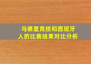 马德里竞技和西班牙人的比赛结果对比分析