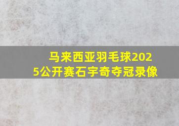 马来西亚羽毛球2025公开赛石宇奇夺冠录像