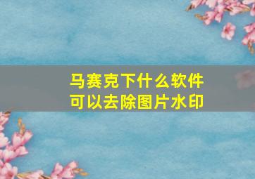 马赛克下什么软件可以去除图片水印